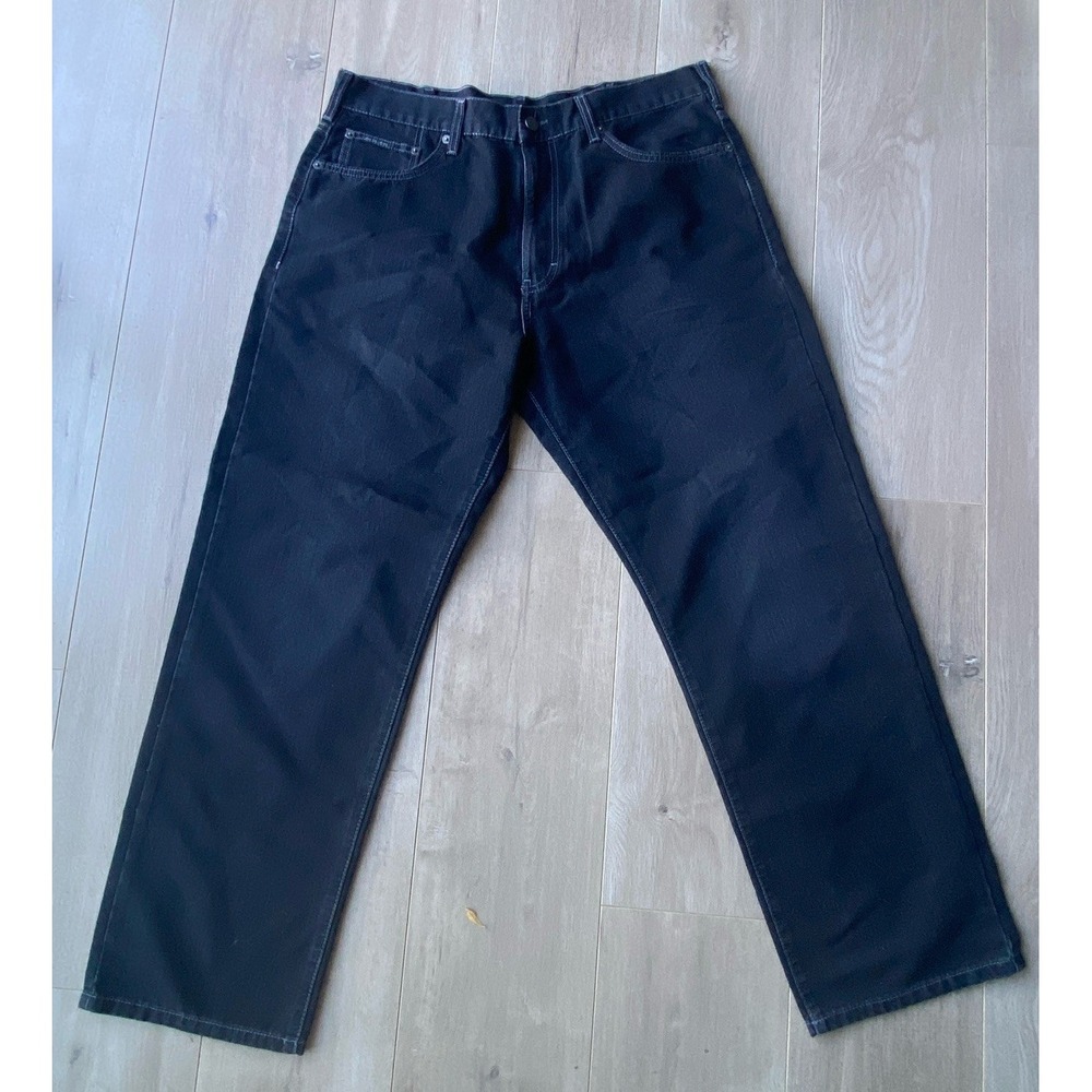 Calvin Klein Mens Sz 36 Black Denim Jeans With Contrasting Stitch‎ Straight Leg